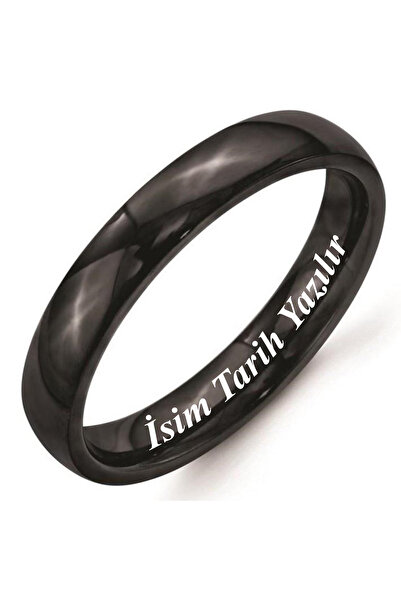 Personalized Name Printed 4mm Curved Shiny Men Women Steel Wedding Ring cl18ko