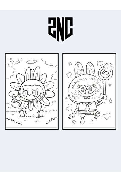 ZNC Labubu Themed Coloring Book, (+20), (Full Page Picture Coloring Book)