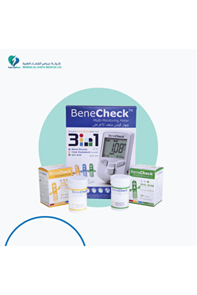 BeneCheck 3-in-1 Meter with 10 Cholesterol Strips and 10 Uric Acid Strips
