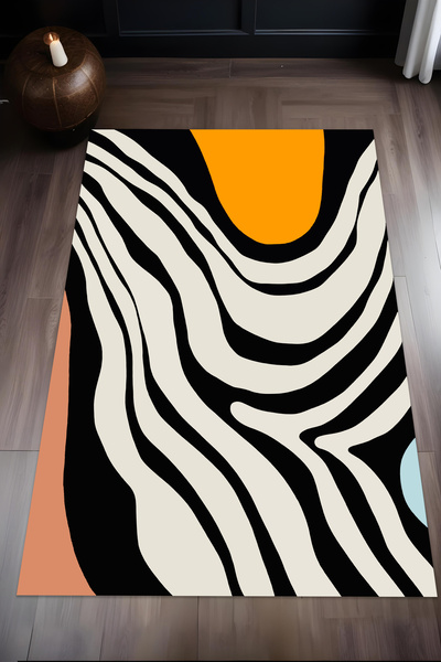 Liriya Makinede Yıkanabilir Dijital Baskı Kaymaz Taban Salon Mutfak Yolluk Ço...