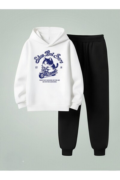 LORVEX Set trening pentru copii cu glugă tricou SLOW BUT SURE imprimat cu 3 f...