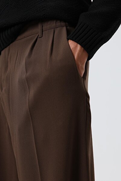 VAMOSCLO Baggy Fit Fabric Pants Coffee