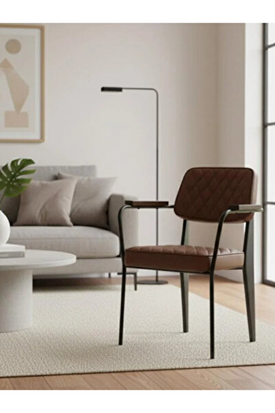 BEC13 Modern leather dining chair with a padded design in brown - for restaurants and homes