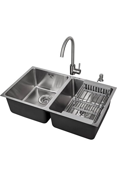 MILLEN Premium Double Bowl Kitchen Sink with Faucet & Soap Dispenser - 304 St...