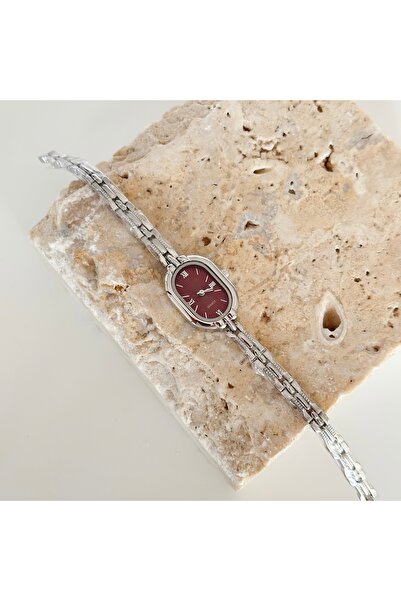 Vesce Atelier Claro Silver Watch Burgundy