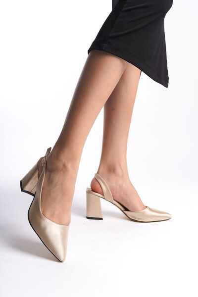 FEMME Olsen Women's Pointed Toe Open Back Banded Thick Heeled Stiletto Daily ...