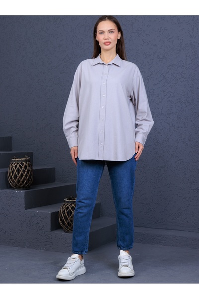 Elony Fashion Kadın Günlük Keten Gömlek