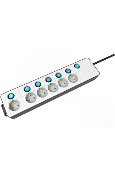 Entac ESE1.5G6-1.5-SW-W power strip, 6 sockets, individual switches, 1.5m cord, white
