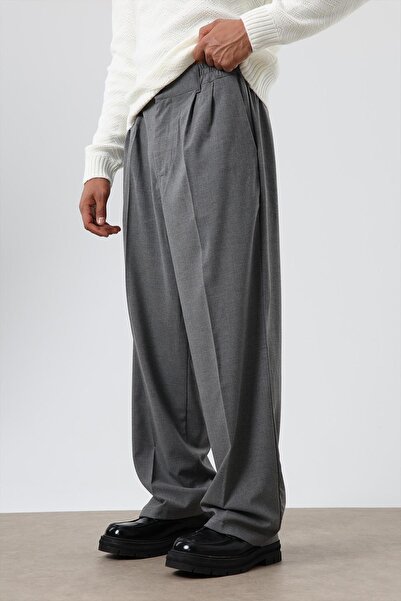 VAMOSCLO Baggy Fit Fabric Trousers Anthracite