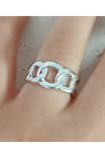 mos&more Steel Silver Chain Model Adjustable Stylish Ring