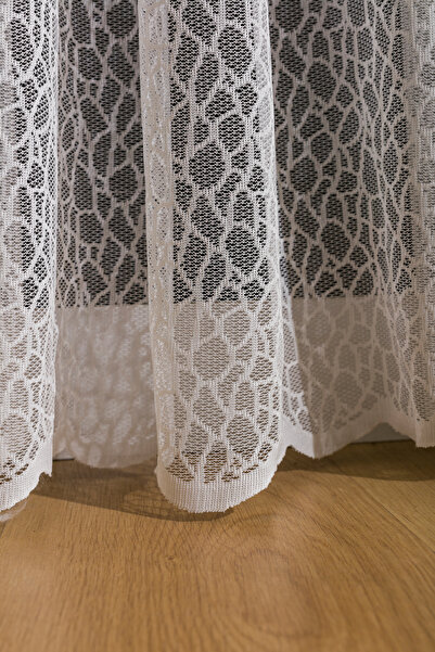 LUNETT HOME Rare Pleated 1X2 Tulle Curtain with a Pattern for Living Room, Balcony, Kitchen Tulle