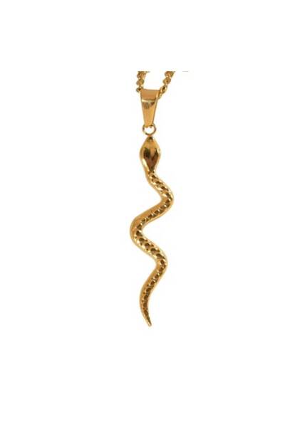 OEM Lanț cu pandantiv șarpe, unisex, 22 inch, oțel inoxidabil placat cu aur