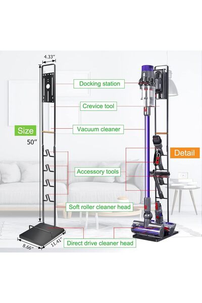 e world unbox happiness e World Vacuum Cleaner Stand - Holder with Wheels for Dyson V15/V11/V10/V8 (Black)