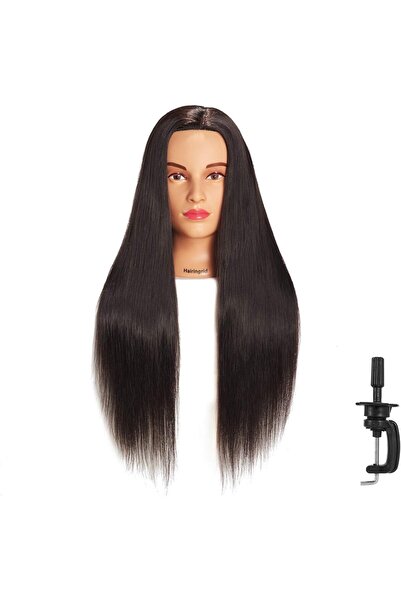 Generic Mannequin Head with Black Synthetic Hair 26–28 in for Hair Styling Training with Free Clamp - Hair