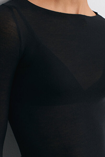 MİROR Жіноча чорна блузка з капюшоном з модального кашеміру, надзвичайно легка