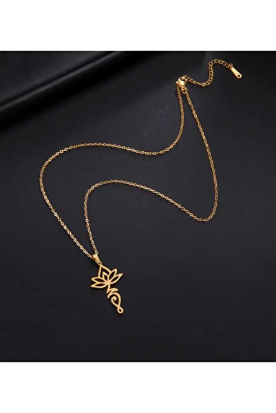 Marc Tasarım Altın Tonlu Lotus Çiçeği ve Uçan Kuğu/Sembol Kolye