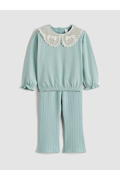 LC Waikiki Lcw Kids Peter Pan collar Girls' Sweatshirt and Leggings