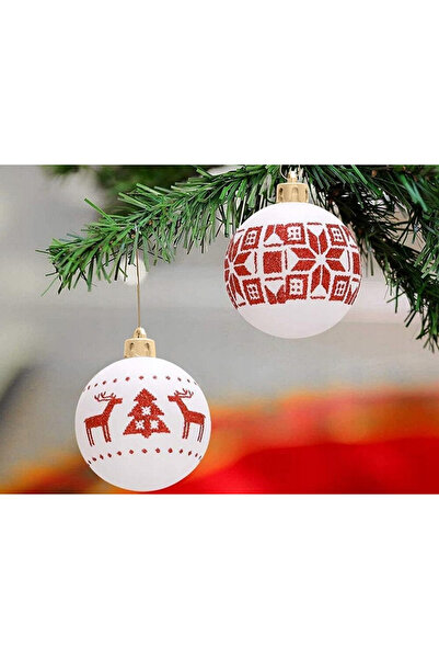 VERK Set of 30 Christmas baubles, HANGZHOU, plastic, red and white, 5cm