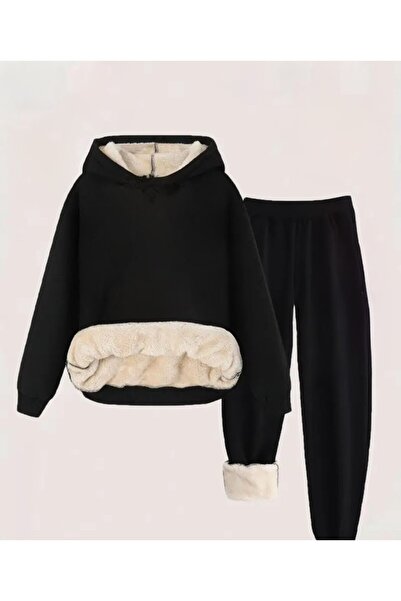 shop Set sport unisex din 2 piese, cu detalii de pluș la interior