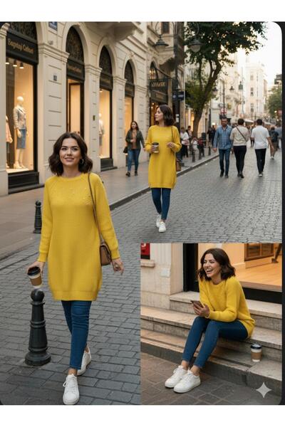 Cockatoo Women's Yellow Pearl Stone Detailed Knitwear Sweater