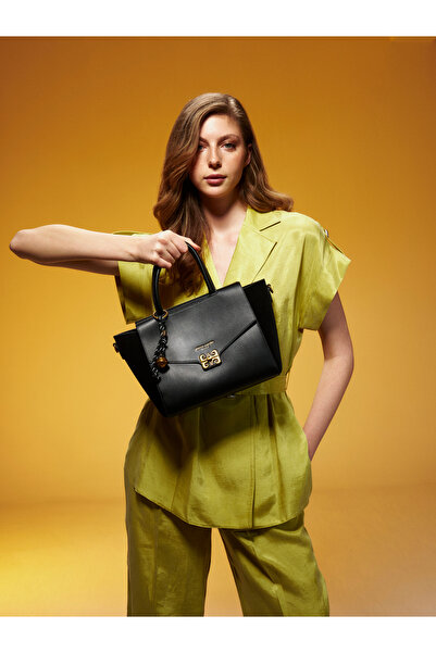 Pierre Cardin Siyah Çıkarılabilir Askılı Çıtçıt Kapamalı Süet Kadın El Çantası - Omuz Çantası 05PO25Y81292-1