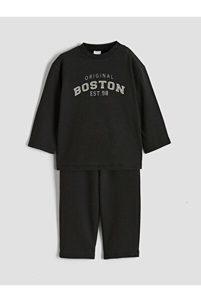 LC Waikiki Lcw Baby Printed Baby Boy T-Shirt and Sweatpants Bottom 2-Pack