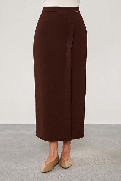 Levidor Acı Kahve Şerit Detay Kalem Etek