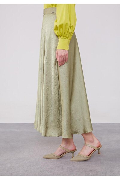 Levidor Çağla Yeşili Kraş Satin Skirt