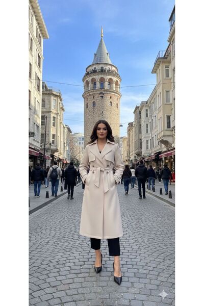 modasindoma KADIN KRUVAZE KUŞAKLI TRENÇKOT