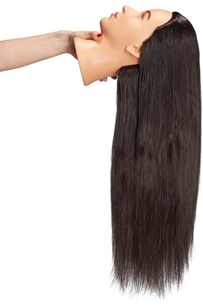 Generic Mannequin Head with Black Synthetic Hair 26–28 in for Hair Styling Training with Free Clamp - Hair