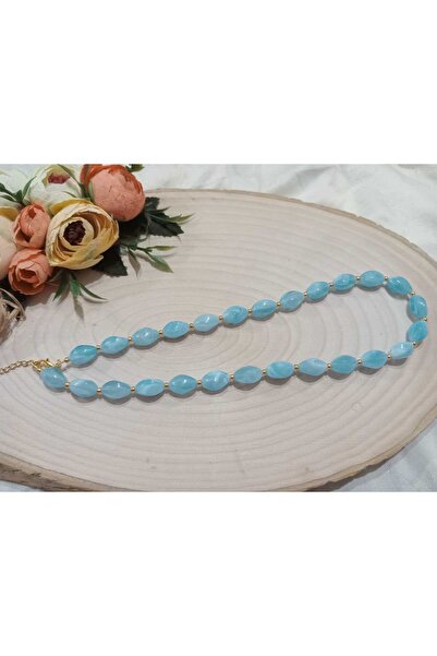 golden takış Shiny Blue Necklace