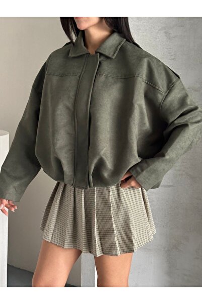 Ekim Store Оверсайз-бомбер із застібкою-блискавкою із замші