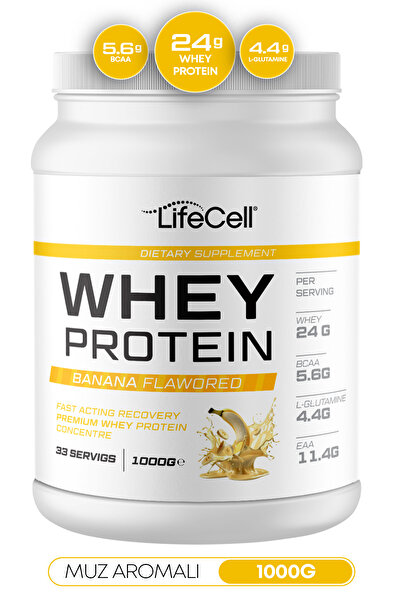 Lifecell مسحوق بروتين مصل اللبن |   موز بنكهة مميزة |   33 خدمة - 1000 جرام