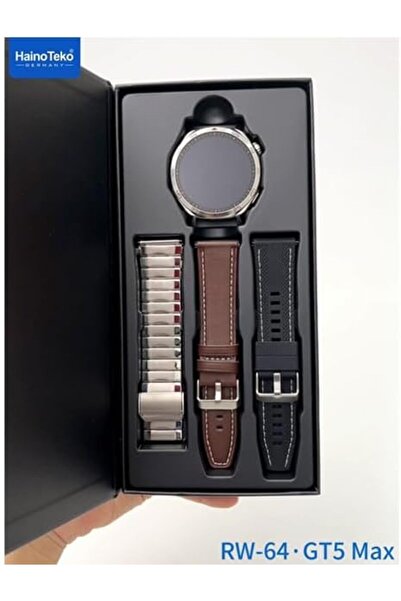 HAINOTEKO HainoTekoGermany RW64 Smartwatch — AMOLED, Voice Assistant, 3 Straps, Wireless Charger (Silver)