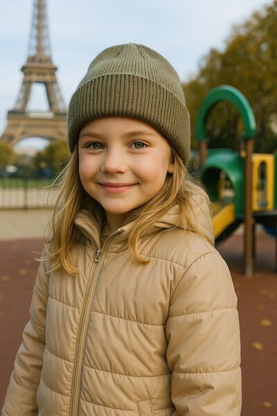 BALIENTE Beretă pentru fete kaki basic 7-12 ani