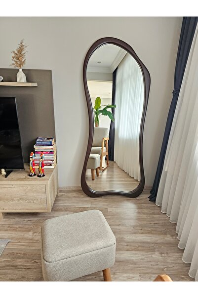 UĞURLU HOME 180x80 cm Asimetrik Boy Aynası - Ceviz Ahşap Görünümlü Dekoratif ...