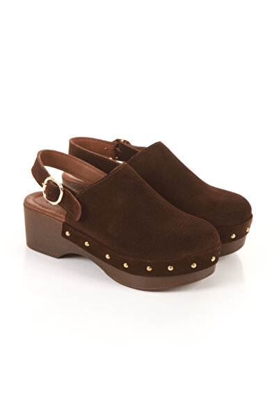 PASSAGE SHOES Women's Genuine Leather Clogs Sandals 6314 Brown Suede