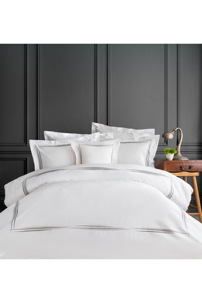 miemaison طقم غطاء لحاف فاخر من بيفرلي وايت 120 خيط - مقاس قياسي