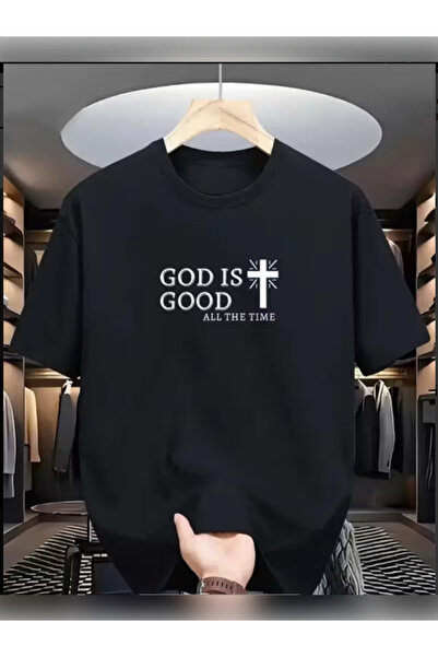 TİMİSİVA Tricou unisex supradimensionat GOD IS GOOD cu imprimeu guler rotund ...