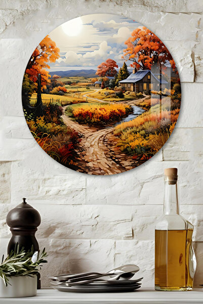 kutuTR 3D Görünümlü Temperli Cam Tablo – Sonbahar Manzarası Duvar Süsü UV Bas...