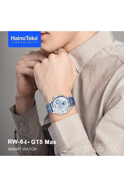 HAINOTEKO HainoTekoGermany RW64 Smart Watch with AMOLED Display, Voice Assistant, 3 Straps (Blue)