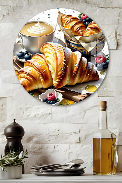 kutuTR 3D Görünümlü Temperli Cam Tablo – Kahve ve Kruvasan Temalı Duvar Süsü ...