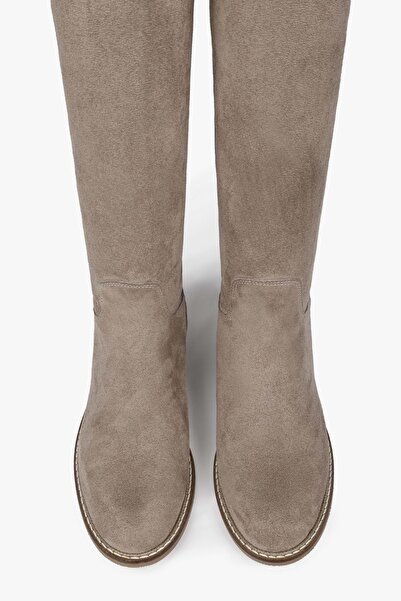 Shoeberry Women's Lace Mink Suede Riding Boots