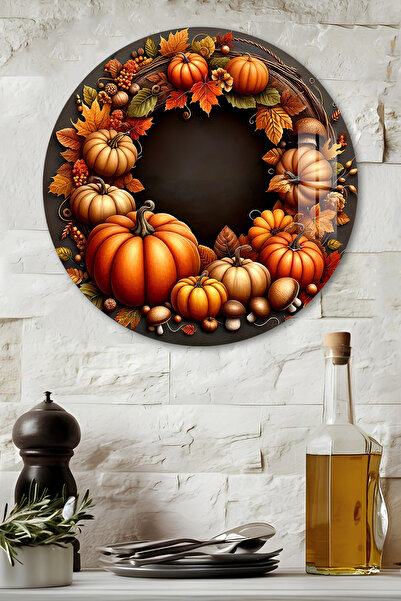 kutuTR 3D Görünümlü Temperli Cam Tablo – Balkabağı ve Sonbahar Temalı Duvar S...