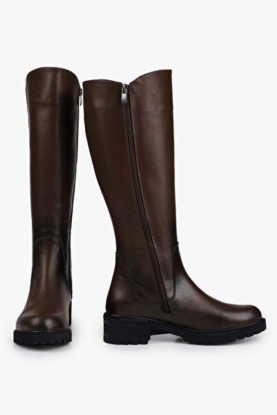 Shoeberry Women's Perla Light Brown Genuine Leather Boots