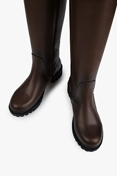 Shoeberry Women's Perla Light Brown Genuine Leather Boots