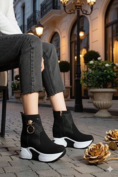 Shero shoes KADIN PİSA HALKA DETAYLI GİZLİ DOLGU BOT