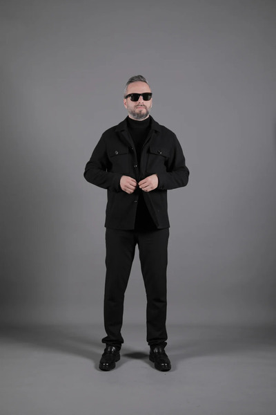 OHEPMODA Men's Cashmere Coat with Stitching Detail