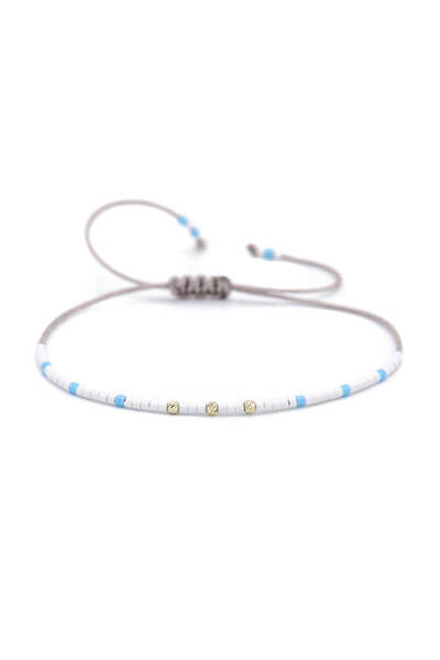AR Jewels & Diamonds 14K Gold Adjustable Cord Bracelet AR3865 with 2 mm 14K Gold Beads and 2 mm Miyuki Beads