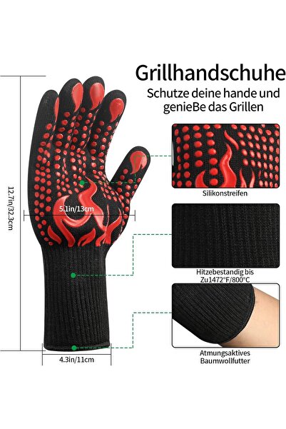 Miskat Trading زوج (قطعتان) قفازات شواء مقاومة للحرارة وقفازات فرن مقاومة للح...